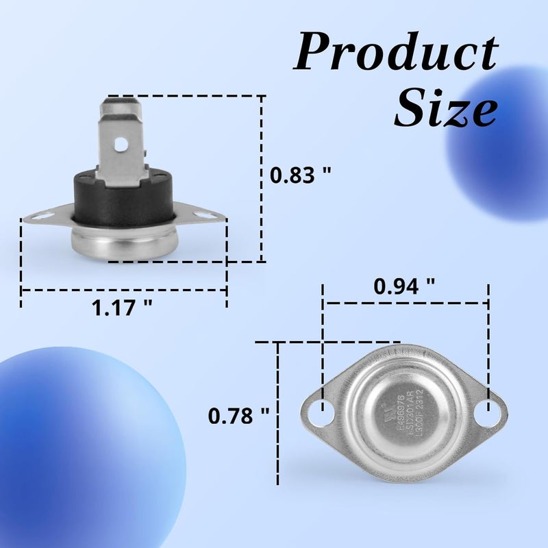 Earthtec 47-22861-01 L300F Furnace Replacement Limit Switch Fits for Rheem Furnace Flame Rollout Switchs 36TX16,L350,611870,SRL350,350F,47-100241-01 - Image 2